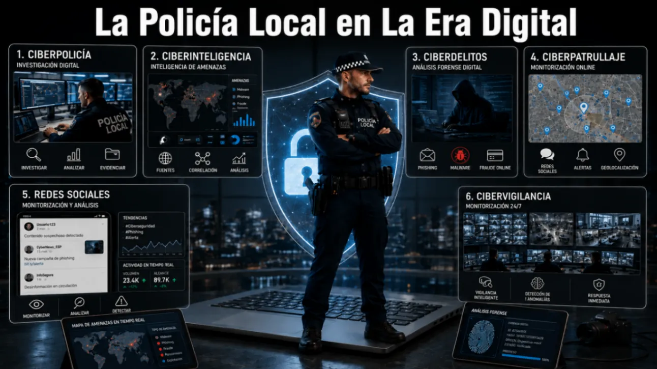 Portada del curso La Policía Local en la Era Digital: Ciberpolicía, Ciberdelitos, Informática Forense y Ciberprotección