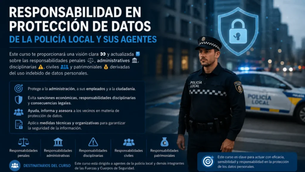 Portada del curso Responsabilidad en Protección de Datos de la Policía Local y sus Agentes