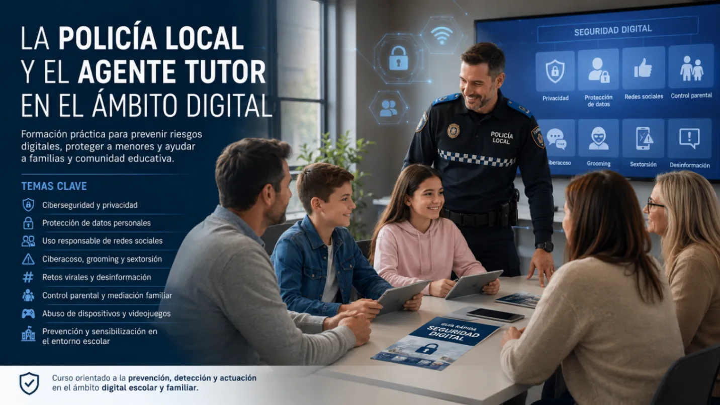 Portada del curso La Policía Local y el Agente Tutor en el Ámbito Digital