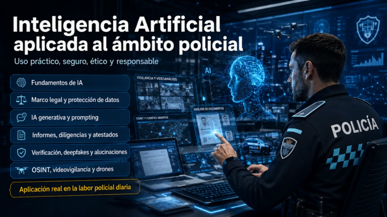 Portada del curso Inteligencia Artificial aplicada al ámbito policial